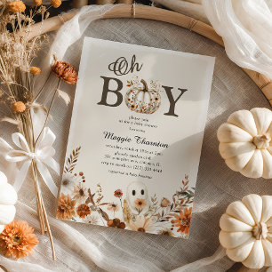 Boho Herfst Spookbloem Halloween Jongen Baby Borre Kaart