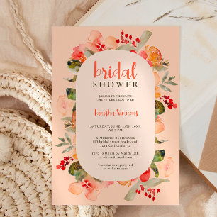Boho herfst terracotta bloem schrift bruiloft fees kaart