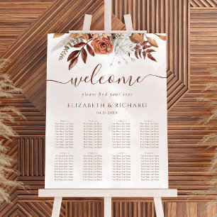 Boho-herfst terracotta bloemen bruiloft zitplaatse poster