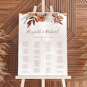 Boho-herfst terracotta bloemen bruiloft zitplaatse poster