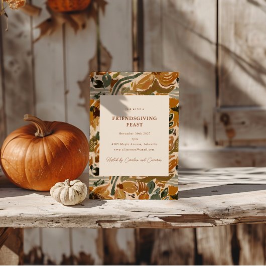 Boho Herfst Terracotta Bloemrijke Vriendendankfees Kaart