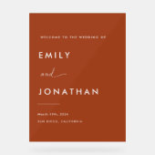 Boho Herfst Terracotta bruiloft Welkom Acryl Bord (Voorkant)