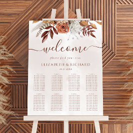Boho Herfst Terracotta Flowers Wedding Seding Char Poster