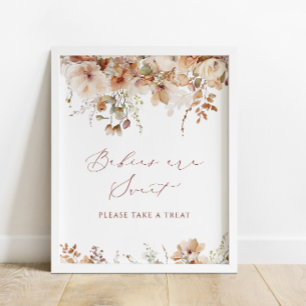 Boho Herfst Waterverf Floral baby's zijn zoete geb Poster