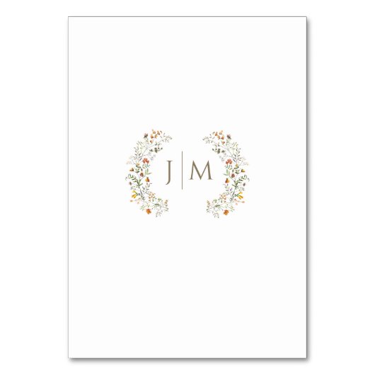 Boho Herfst Weiland Bloemen Trouwtafel Nummers Kaart (Achterkant)