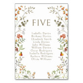 Boho Herfst Weiland Bloemen Trouwtafel Nummers Kaart (Voorkant)