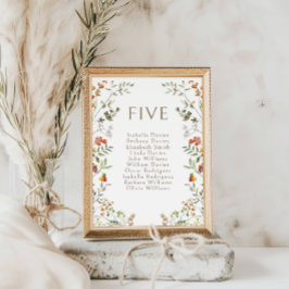 Boho Herfst Weiland Bloemen Trouwtafel Nummers Kaart