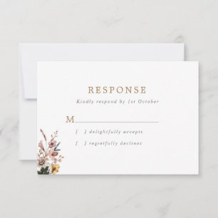 Boho Herfst Wild Flowers Wedding RSVP Kaartje