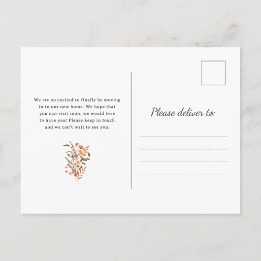 Boho herfst Wildbloemen | Verhuisaankondiging Aankondigingskaart (Achterkant)