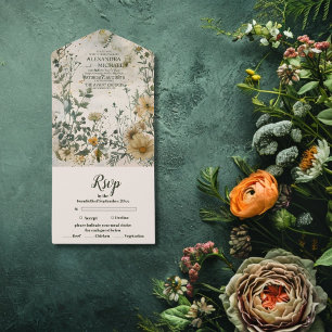 Boho-herfst-wildbloemenen-huwelijk All In One Uitnodiging