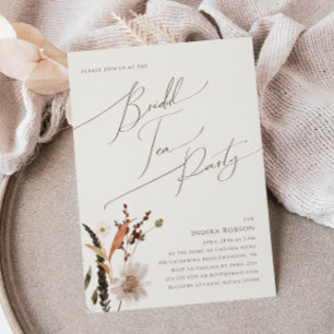 Boho Herfst Wilde Bloem   Beige Bruiloft Thee Part Kaart