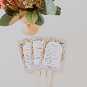 Boho Herfst Wilde Bloem Bloemige Trouwprogramma Handwaaier