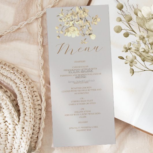 Boho Herfst Wilde Bloemen Bruiloftsmenu Menu