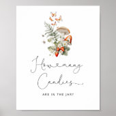 Boho herfst wilde paddenstoel hoeveel snoepjes poster (Voorkant)