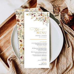 Boho Herfst Wildflower Achtertuin Bruiloft Menu Ka