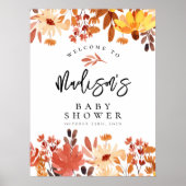Boho Herfst Wildflower Baby shower Welkomstteken Poster (Voorkant)