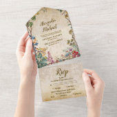 Boho herfst Wildflower Botanische bruiloft All In One Uitnodiging (Afscheurbaar)