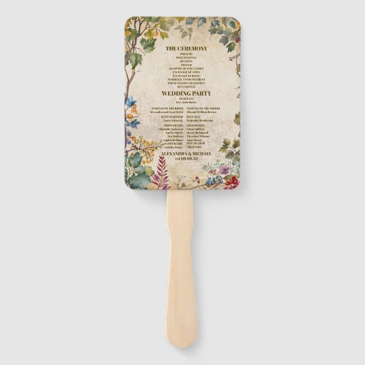 Boho herfst Wildflower Botanische bruiloft Handwaaier (Achterkant)