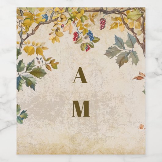 Boho herfst Wildflower Botanische bruiloft Wijn Etiket (Enkel label)