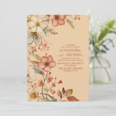 Boho herfst Wildflower bruiloft Kaart (Staand voorkant)