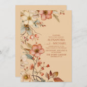 Boho herfst Wildflower bruiloft Kaart (Voorkant / Achterkant)