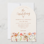 Boho Herfst Wildflower Terracotta bruiloft Kaart (Voorkant)