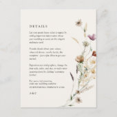 Boho Herfst Wildflower Wedding Details Informatiekaartje (Voorkant)
