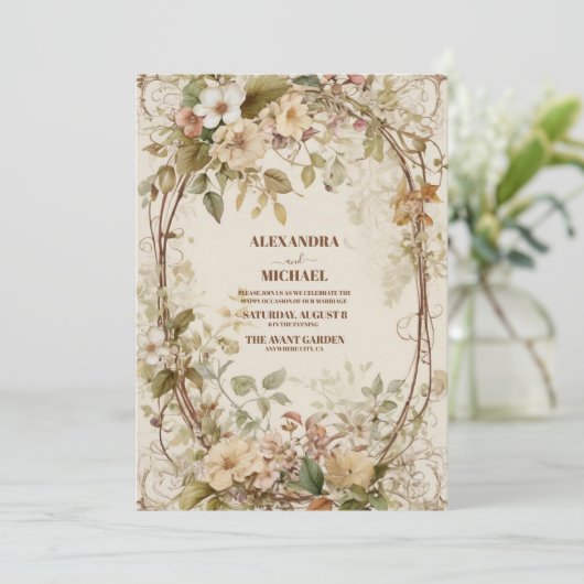 Boho Herfst Wildflower Wedding Kaart (Staand voorkant)