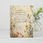 Boho Herfst Wildflower Wedding Kaart (Staand voorkant)
