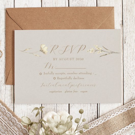 Boho Herfst Wildflower Wedding RSVP Kaart