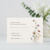 Boho Herfst Wildflower Wedding RSVP Kaartje (Staand voorkant)