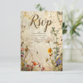 Boho Herfst Wildflower Wedding RSVP Kaartje (Staand voorkant)