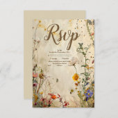 Boho Herfst Wildflower Wedding RSVP Kaartje (Voorkant / Achterkant)