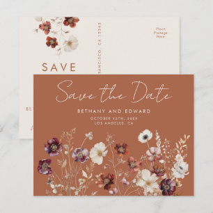 Boho Herfst Wildflower Wedding Save the Date Briefkaart