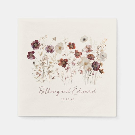 Boho Herfst Wildflower Wedding Servet (Voorkant)