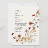 Boho Herfst Wildflower Wedding Uitnodiging (Voorkant)
