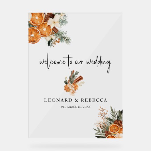 Boho herfst winter Bloemen Bruiloft Acryl teken Acryl Bord (Voorkant)