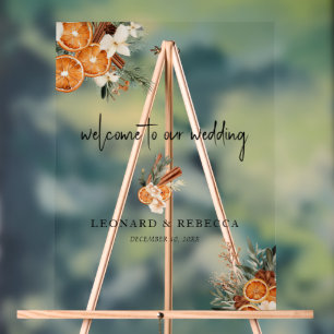 Boho herfst winter Bloemen Bruiloft Acryl teken Bord