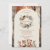 Boho Herfst Woodland Forest Animals Baby shower Kaart (Voorkant)