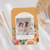 Boho Herfst Zonnebloem Boog Foto Aankondiging Gebo