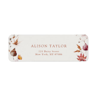 Boho herfstbladeren terracotta bruidsdouche adres etiket