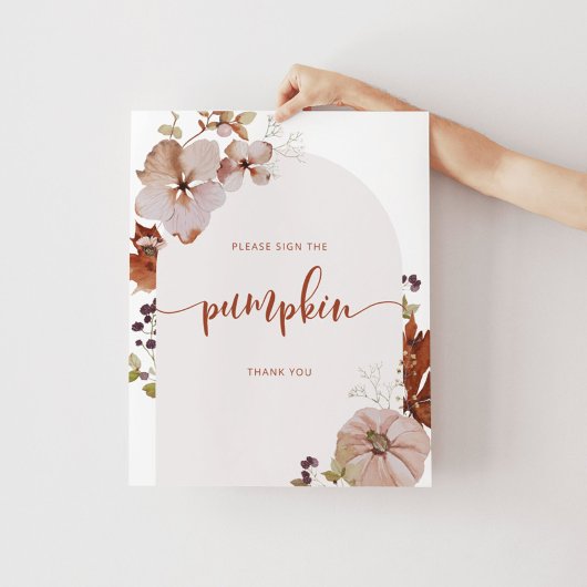 Boho herfstboog Gelieve de pompoen te signeren Poster