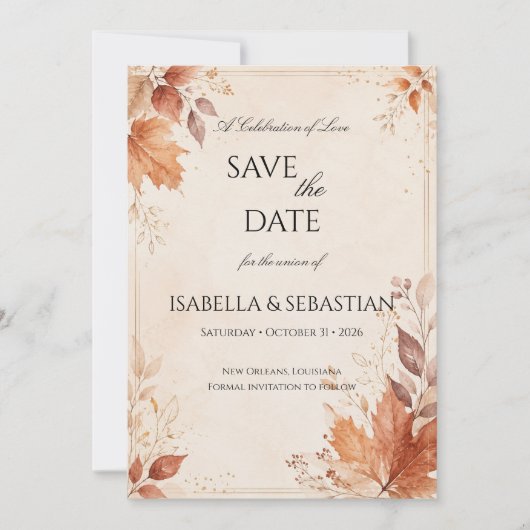 Boho-herfsttrouwdag Save The Date (Voorkant)