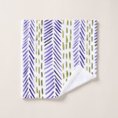 Boho herringbone patroon in paars en groen bad handdoek (Wasdoekje)