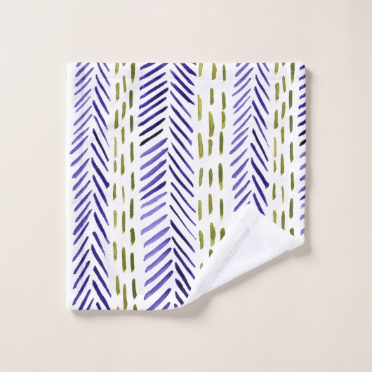Boho herringbone patroon in paars en groen bad handdoek (Wasdoekje)
