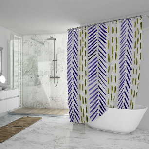 Boho herringbone patroon in paars en groen douchegordijn