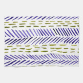 Boho herringbone patroon in paars en groen theedoek (Horizontaal)
