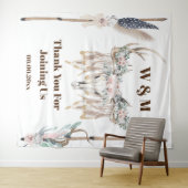 Boho herten geweien verheven veer hout rustiek ind wandkleed (In Situ (horizontaal))