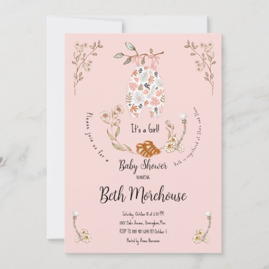 Boho Het is een Girl Baby shower Uitnodiging (Voorkant)