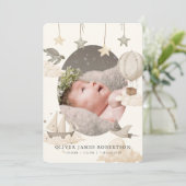 Boho Hete Luchtballon Sky Geboorte Aankondiging (Staand voorkant)